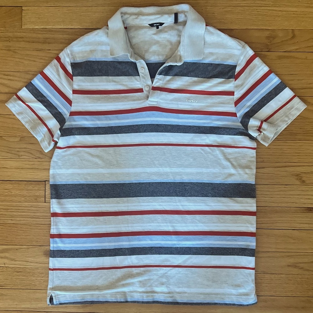 DKNY Men’s Madison Stripped Short Sleeve Polo